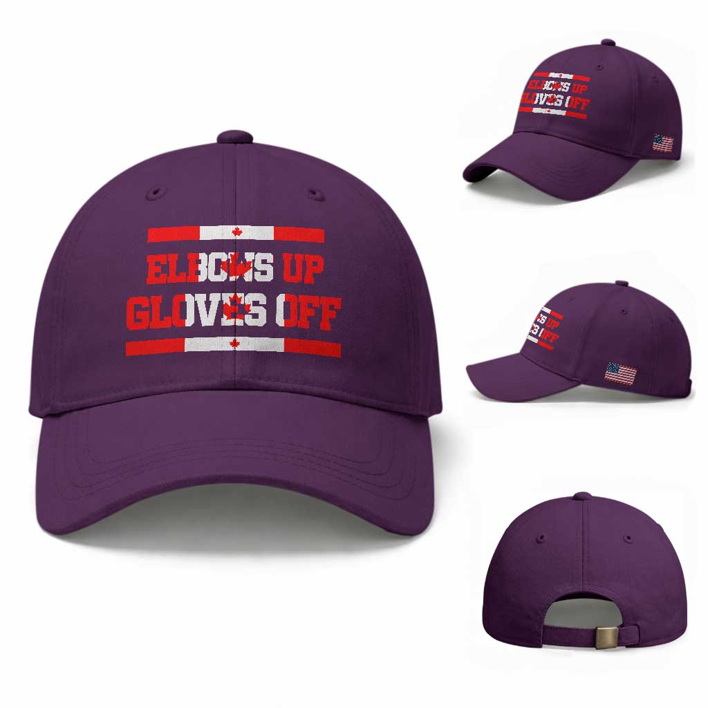 Elbows Up Gloves Off Baseball Cap Canadian Ice Hockey Lover Gift TS12 Baseball Cap Universal Fit Purple Print Your Wear