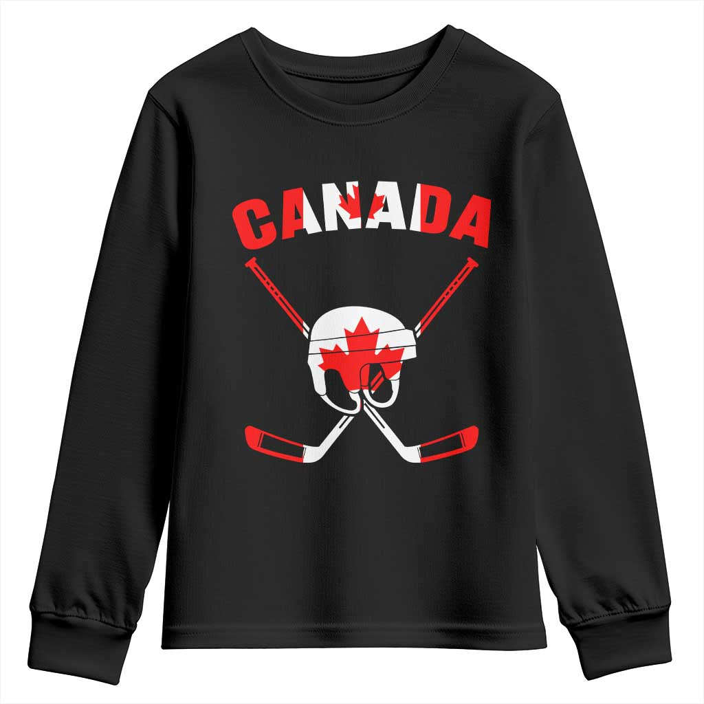 Canada Hockey Fan Ice Hockey Gear Red White Gift Youth Sweatshirt TS12 Black Print Your Wear