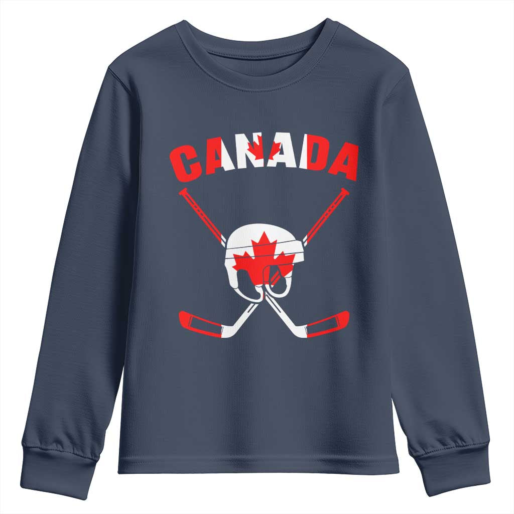 Canada Hockey Fan Ice Hockey Gear Red White Gift Youth Sweatshirt TS12 Navy Print Your Wear
