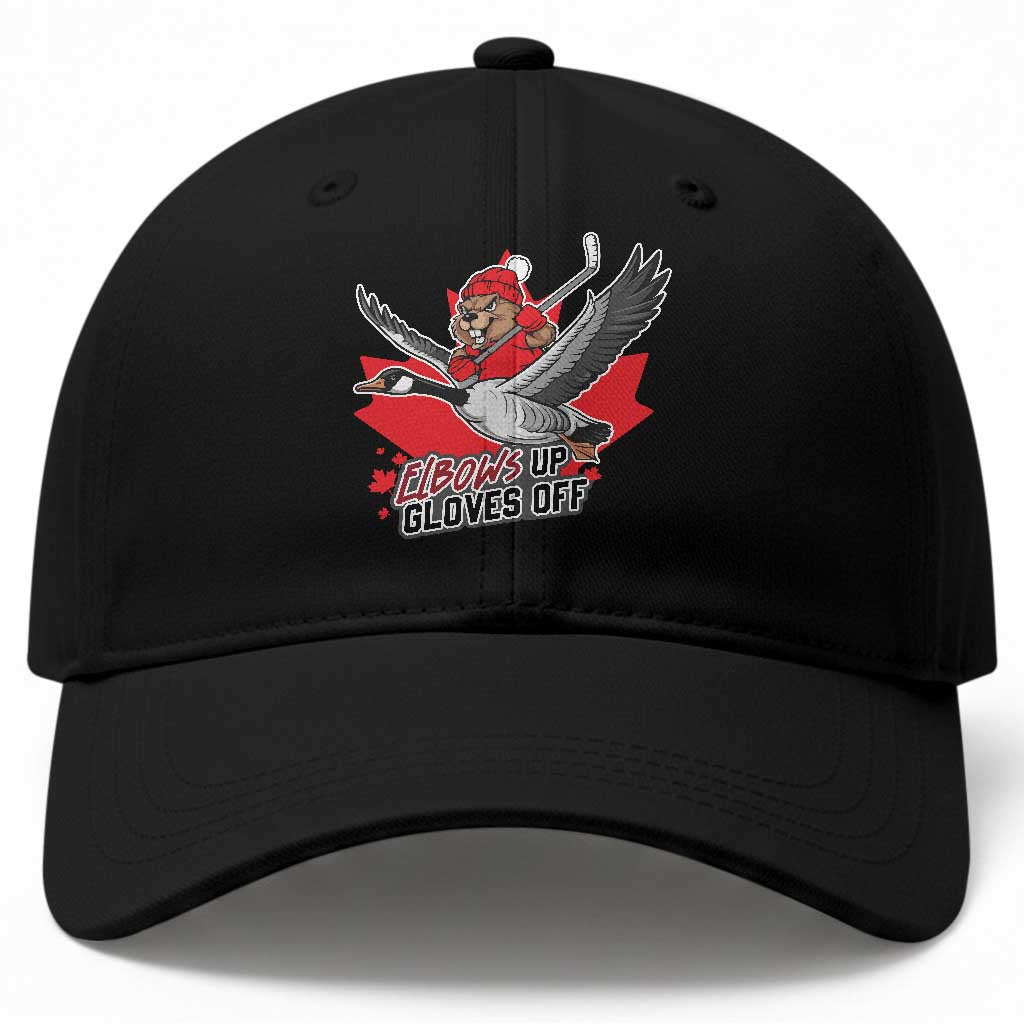 Elbows Up Gloves Off Baseball Cap Canadian Ice Hockey Beaver Gift TS12 Print Your Wear