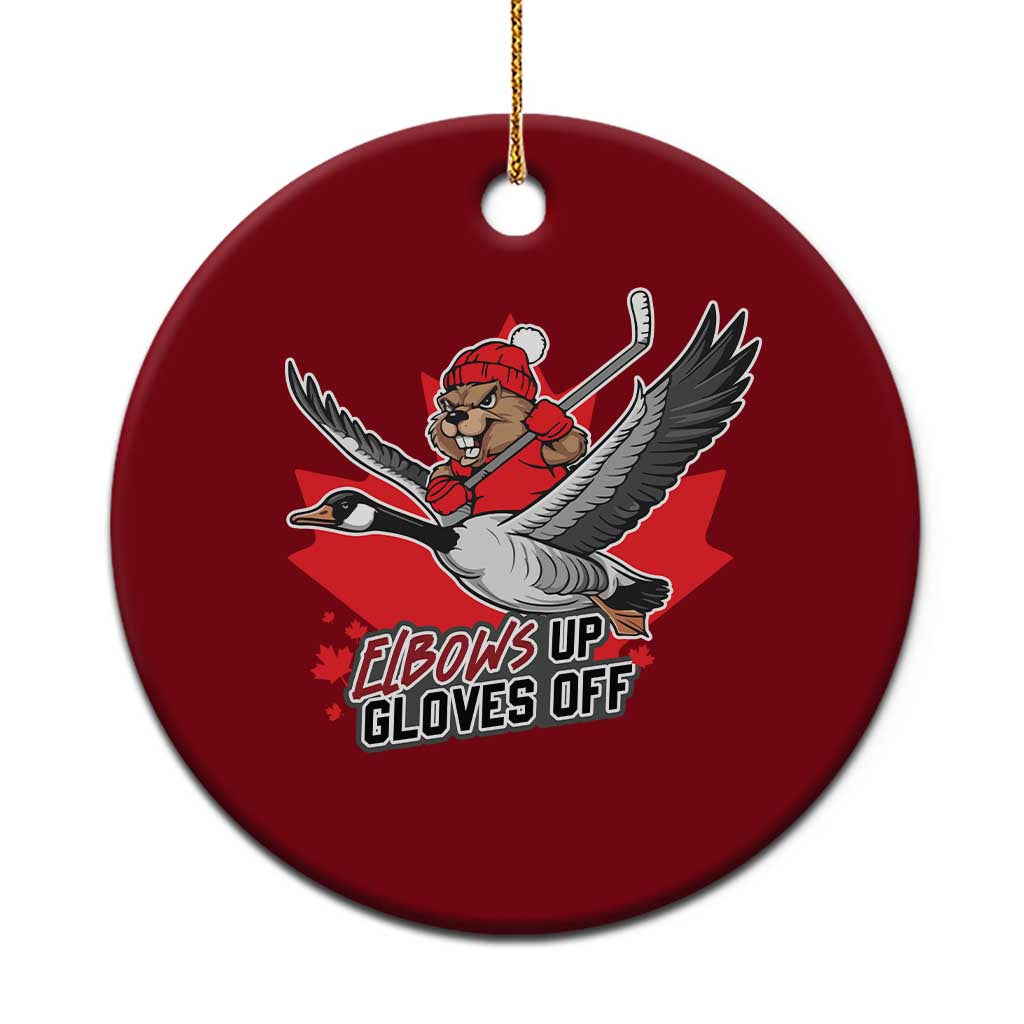 Elbows Up Gloves Off Ceramic Ornament Canadian Ice Hockey Beaver Gift TS12 1pc Red Print Your Wear