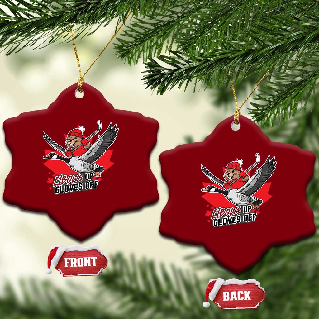 Elbows Up Gloves Off Ceramic Ornament Canadian Ice Hockey Beaver Gift TS12 Print Your Wear