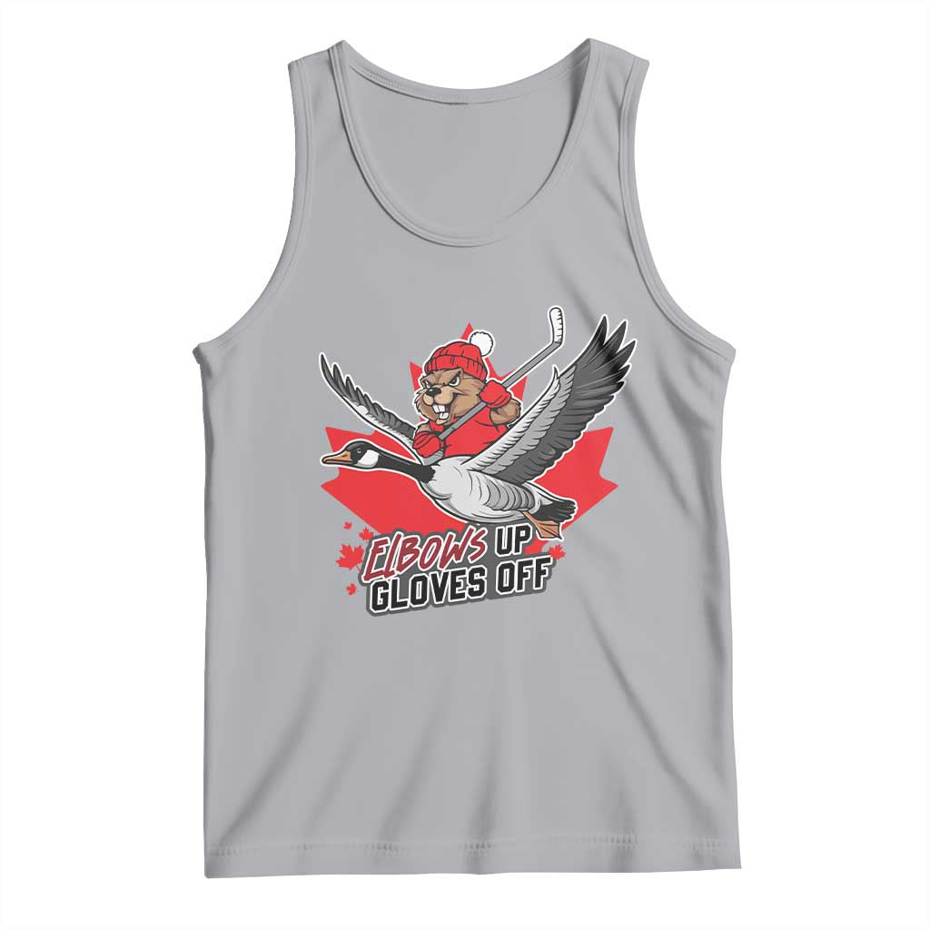 Elbows Up Gloves Off Tank Top Canadian Ice Hockey Beaver Gift TS12 Athletic Heather Print Your Wear