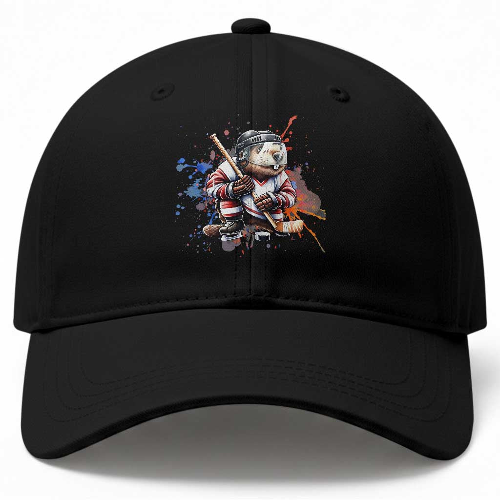 Funny Beaver Playing Ice Hockey Baseball Cap Winter Sports Gift TS12 Print Your Wear