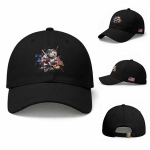 Funny Beaver Playing Ice Hockey Baseball Cap Winter Sports Gift TS12 Baseball Cap Universal Fit Black Print Your Wear