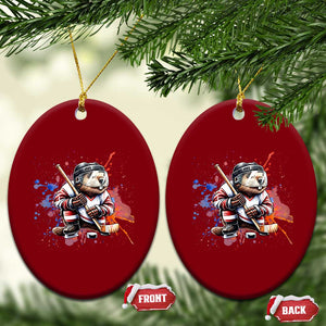 Funny Beaver Playing Ice Hockey Ceramic Ornament Winter Sports Gift TS12 Print Your Wear