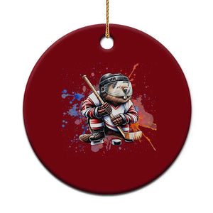 Funny Beaver Playing Ice Hockey Ceramic Ornament Winter Sports Gift TS12 1pc Red Print Your Wear