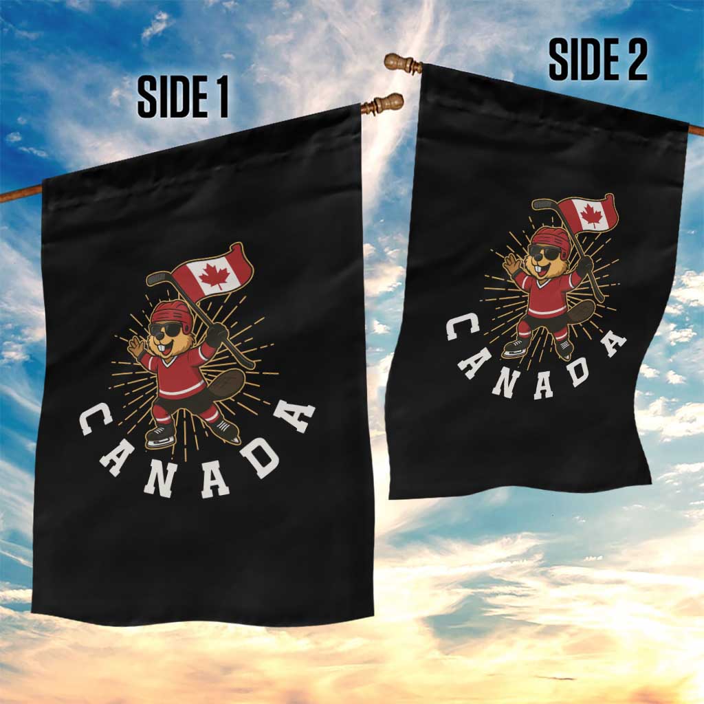 Funny Beaver Playing Ice Hockey With Canada Flag Gift Garden Flag TS12 Print Your Wear