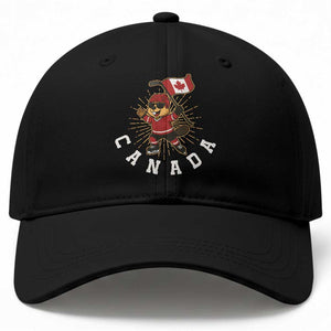 Funny Beaver Playing Ice Hockey With Canada Flag Gift Baseball Cap TS12 Print Your Wear
