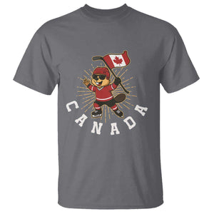 Funny Beaver Playing Ice Hockey With Canada Flag Gift T Shirt TS12 Charcoal Print Your Wear