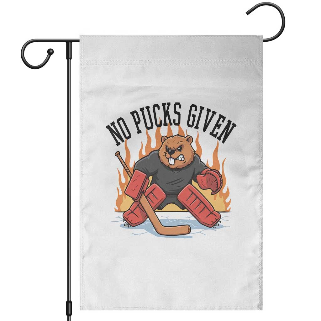 Funny Beaver Ice Hockey Goalie Gift Garden Flag No Pucks Given TS12 White Print Your Wear