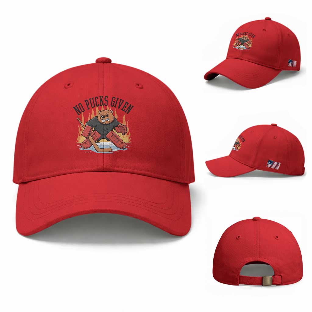 Funny Beaver Ice Hockey Goalie Gift Baseball Cap No Pucks Given TS12 Baseball Cap Universal Fit Red Print Your Wear