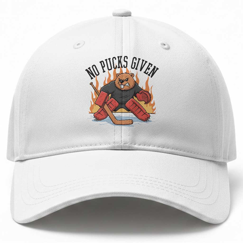 Funny Beaver Ice Hockey Goalie Gift Baseball Cap No Pucks Given TS12 Print Your Wear