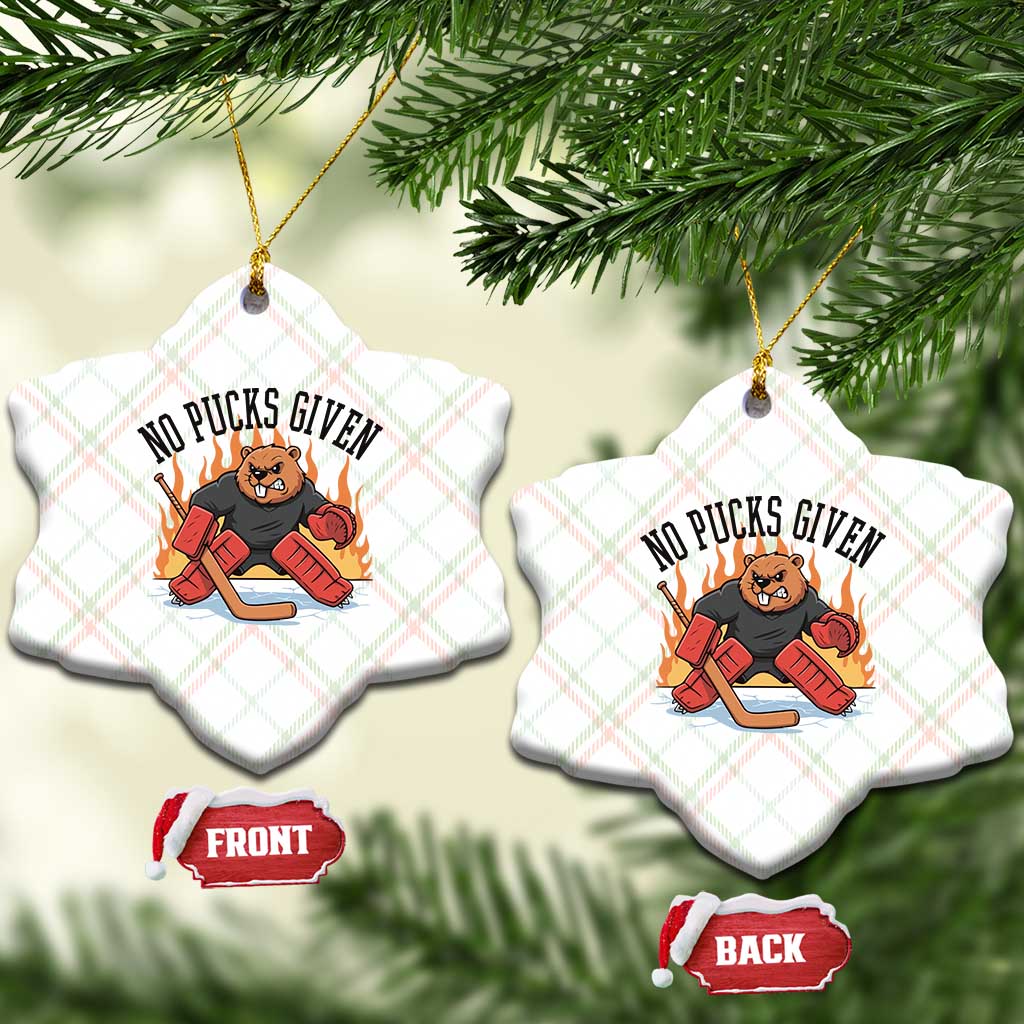 Funny Beaver Ice Hockey Goalie Gift Ceramic Ornament No Pucks Given TS12 Print Your Wear