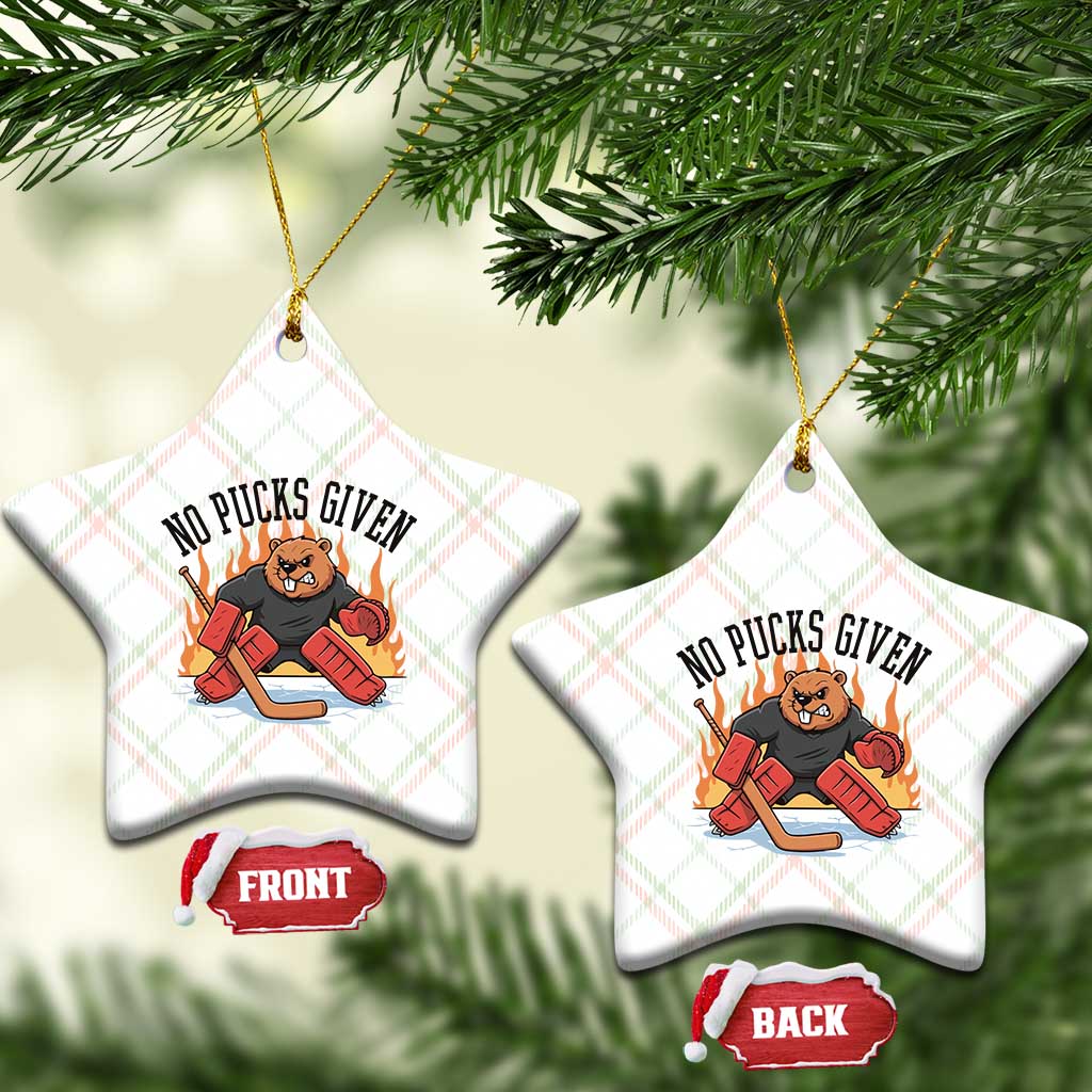 Funny Beaver Ice Hockey Goalie Gift Ceramic Ornament No Pucks Given TS12 Print Your Wear