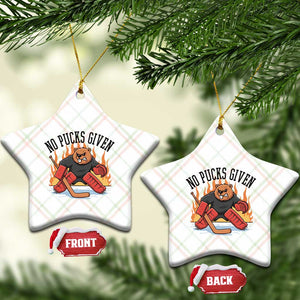 Funny Beaver Ice Hockey Goalie Gift Ceramic Ornament No Pucks Given TS12 Print Your Wear