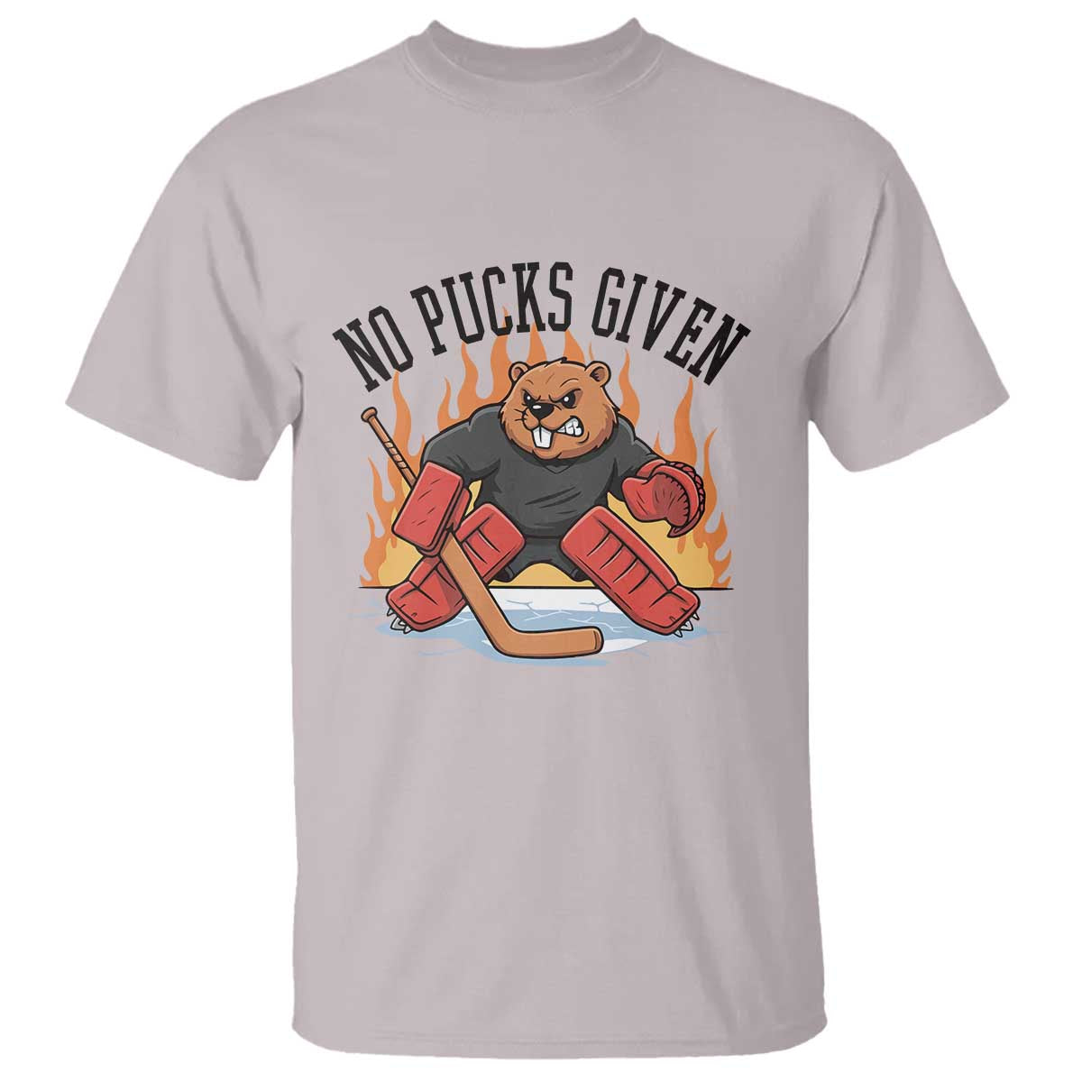 Funny Beaver Ice Hockey Goalie Gift T Shirt No Pucks Given TS12 Ice Gray Print Your Wear