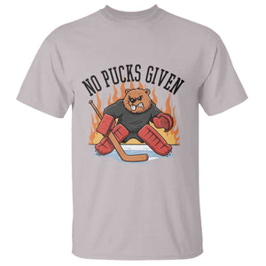 Funny Beaver Ice Hockey Goalie Gift T Shirt No Pucks Given TS12 Ice Gray Print Your Wear
