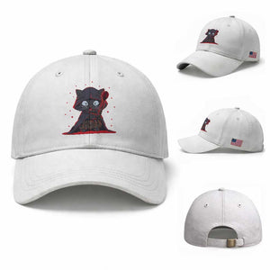 Funny Cat Vader Kitten Playing Darts Baseball Cap Space Scifi Dartist Gift TS12 Baseball Cap Universal Fit White Print Your Wear