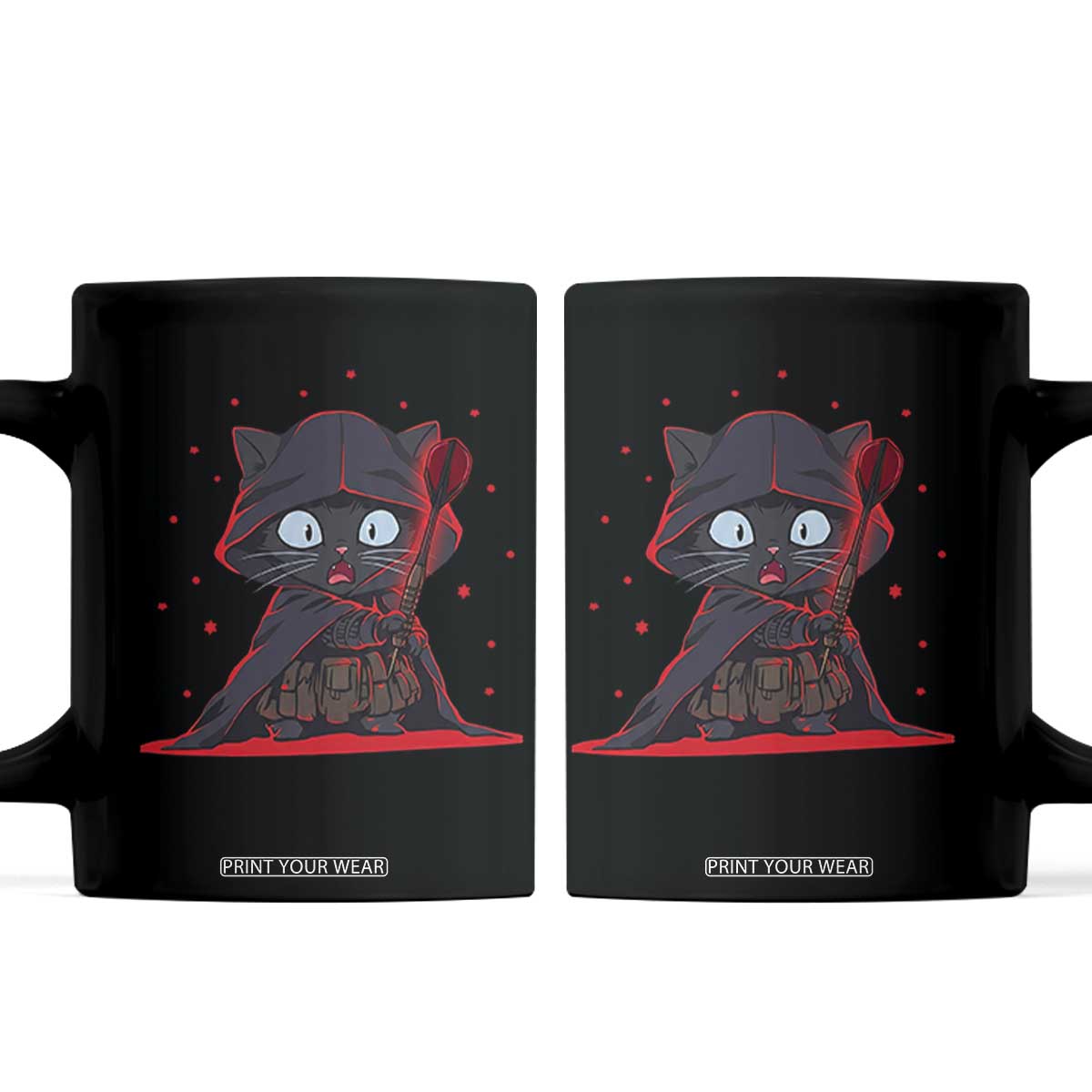 Funny Cat Vader Kitten Playing Darts Coffee Mug Space Scifi Dartist Gift TS12 Black Print Your Wear
