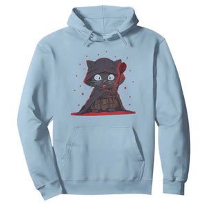Funny Cat Vader Kitten Playing Darts Hoodie Space Scifi Dartist Gift TS12 Light Blue Print Your Wear