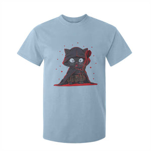 Funny Cat Vader Kitten Playing Darts T Shirt For Kid Space Scifi Dartist Gift TS12 Light Blue Print Your Wear
