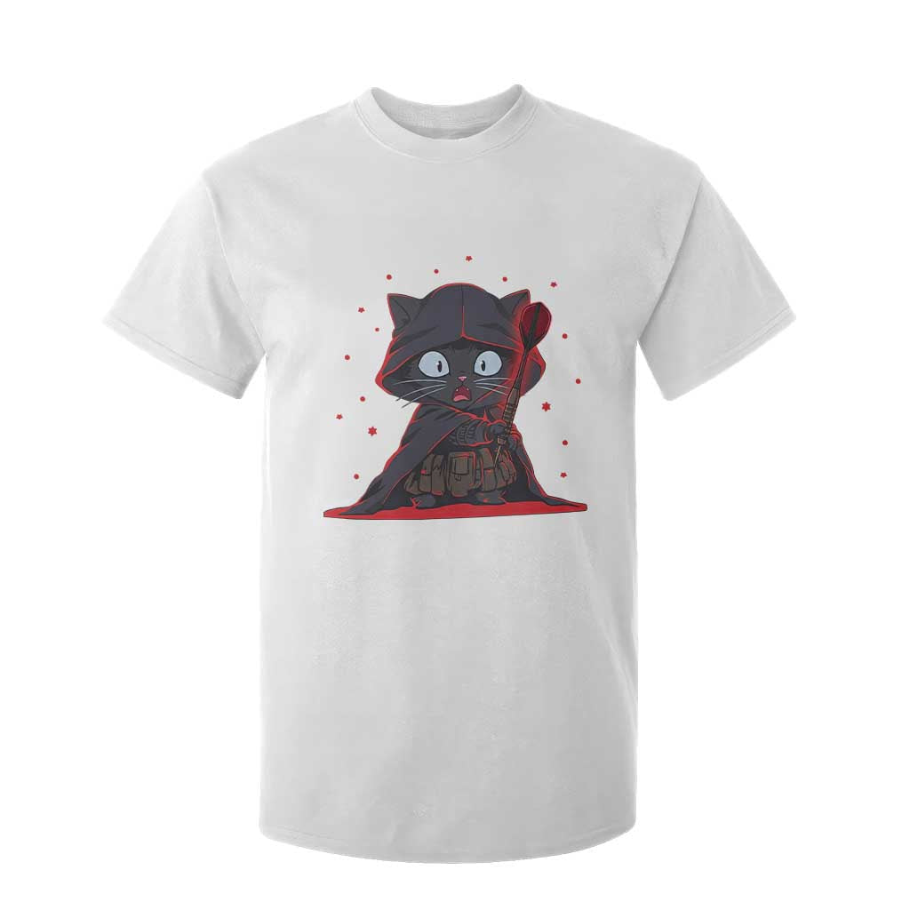 Funny Cat Vader Kitten Playing Darts T Shirt For Kid Space Scifi Dartist Gift TS12 White Print Your Wear