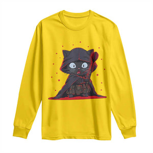 Funny Cat Vader Kitten Playing Darts Long Sleeve Shirt Space Scifi Dartist Gift TS12 Daisy Print Your Wear