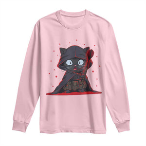 Funny Cat Vader Kitten Playing Darts Long Sleeve Shirt Space Scifi Dartist Gift TS12 Light Pink Print Your Wear