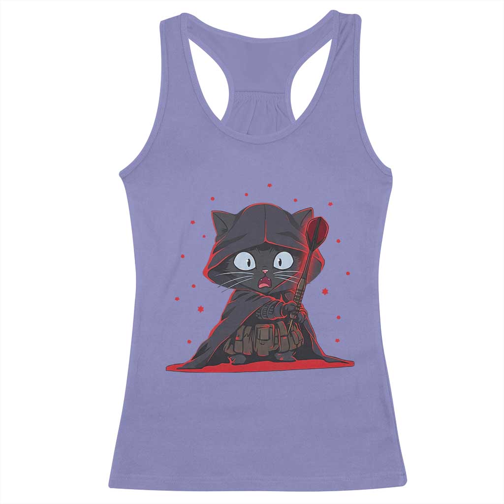 Funny Cat Vader Kitten Playing Darts Racerback Tank Top Space Scifi Dartist Gift TS12 Violet Print Your Wear