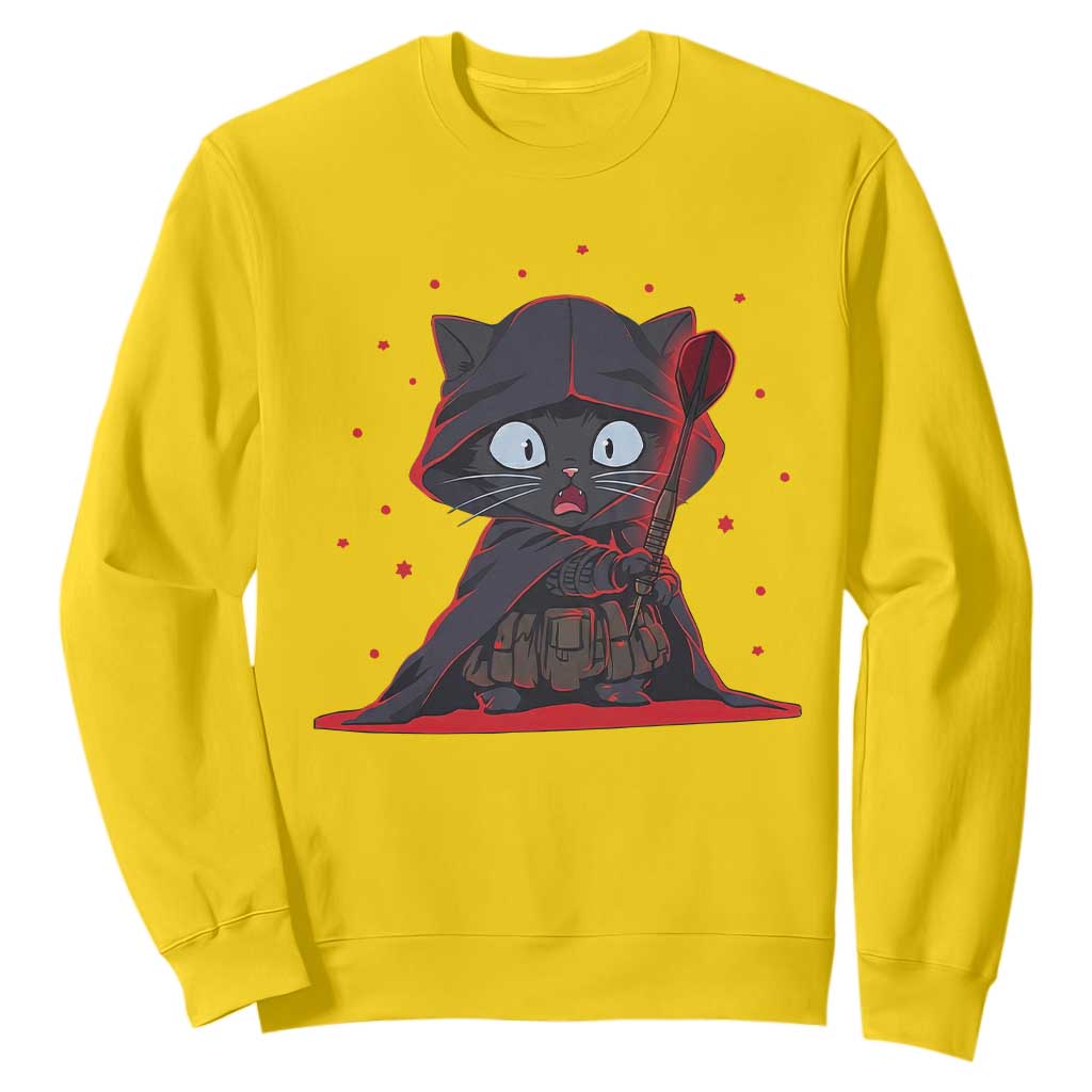 Funny Cat Vader Kitten Playing Darts Sweatshirt Space Scifi Dartist Gift TS12 Daisy Print Your Wear