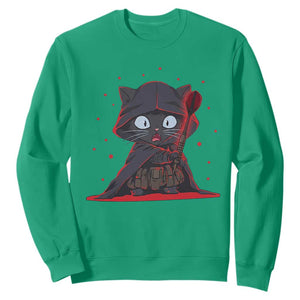 Funny Cat Vader Kitten Playing Darts Sweatshirt Space Scifi Dartist Gift TS12 Irish Green Print Your Wear
