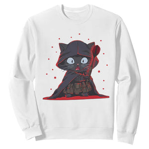 Funny Cat Vader Kitten Playing Darts Sweatshirt Space Scifi Dartist Gift TS12 White Print Your Wear