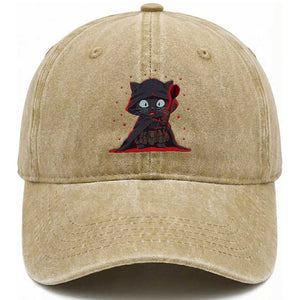 Funny Cat Vader Kitten Playing Darts Washed Cotton Baseball Cap Space Scifi Dartist Gift TS12 Print Your Wear
