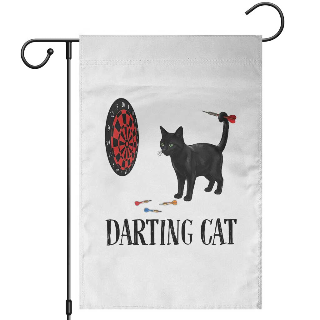 Funny Black Cat Darts Player Garden Flag Darting Cat Dartist Gift TS12 White Print Your Wear