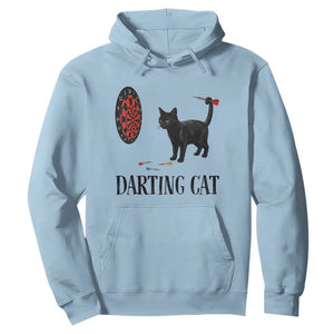 Funny Black Cat Darts Player Hoodie Darting Cat Dartist Gift TS12 Light Blue Print Your Wear