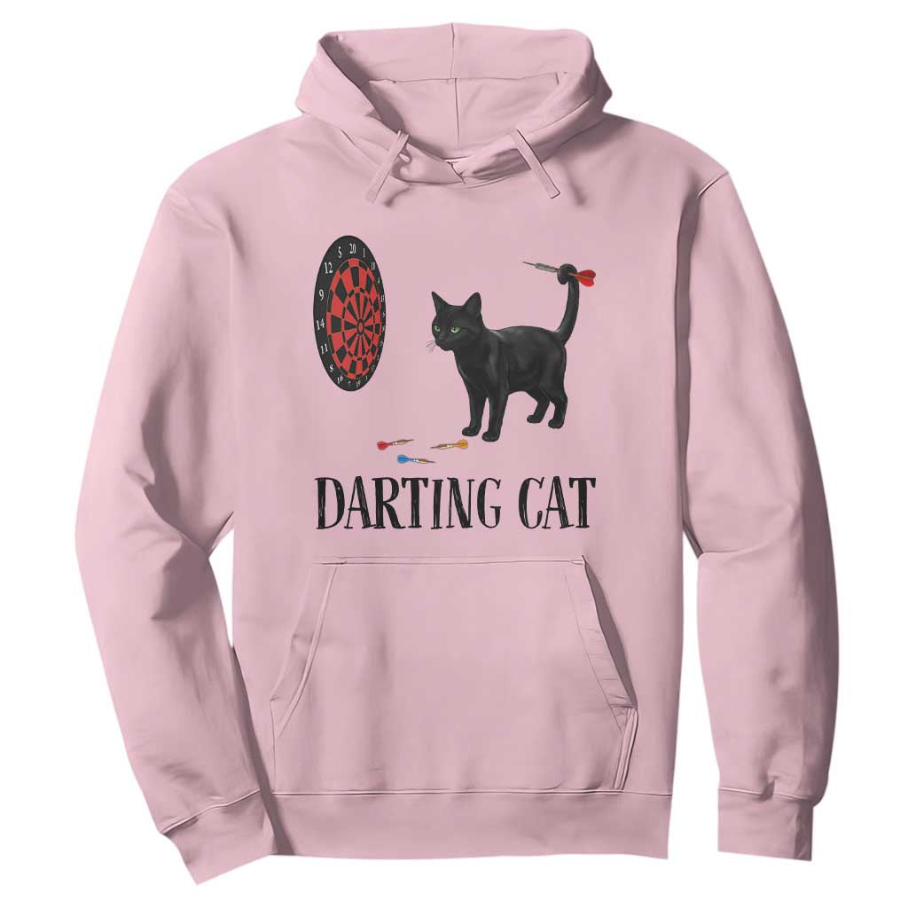 Funny Black Cat Darts Player Hoodie Darting Cat Dartist Gift TS12 Light Pink Print Your Wear