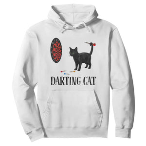 Funny Black Cat Darts Player Hoodie Darting Cat Dartist Gift TS12 White Print Your Wear