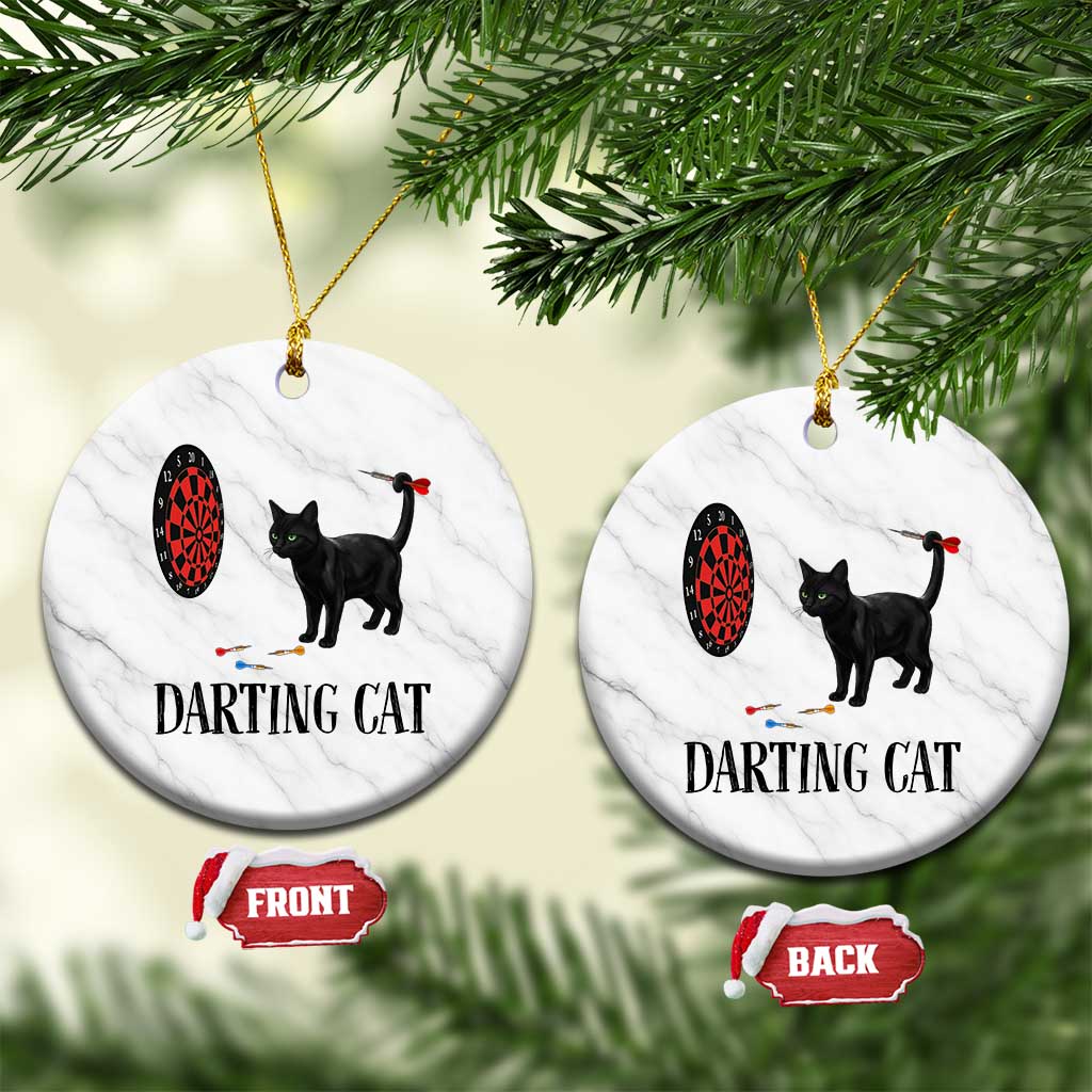 Funny Black Cat Darts Player Ceramic Ornament Darting Cat Dartist Gift TS12 1pc White Marble Print Your Wear