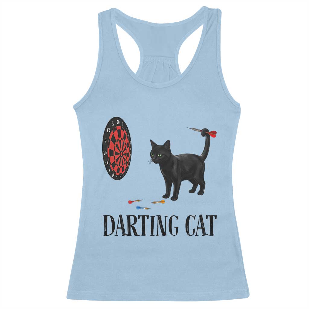 Funny Black Cat Darts Player Racerback Tank Top Darting Cat Dartist Gift TS12 Light Blue Print Your Wear