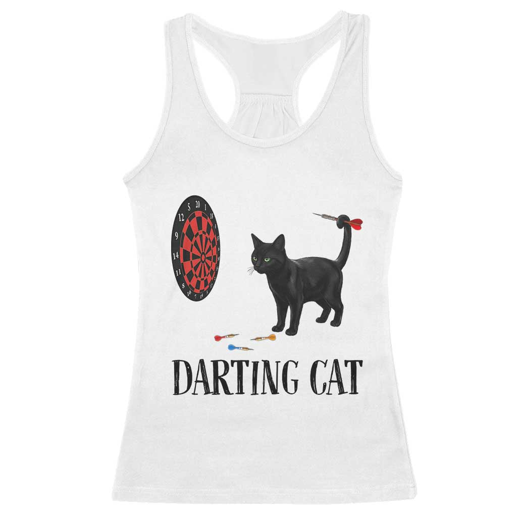 Funny Black Cat Darts Player Racerback Tank Top Darting Cat Dartist Gift TS12 White Print Your Wear