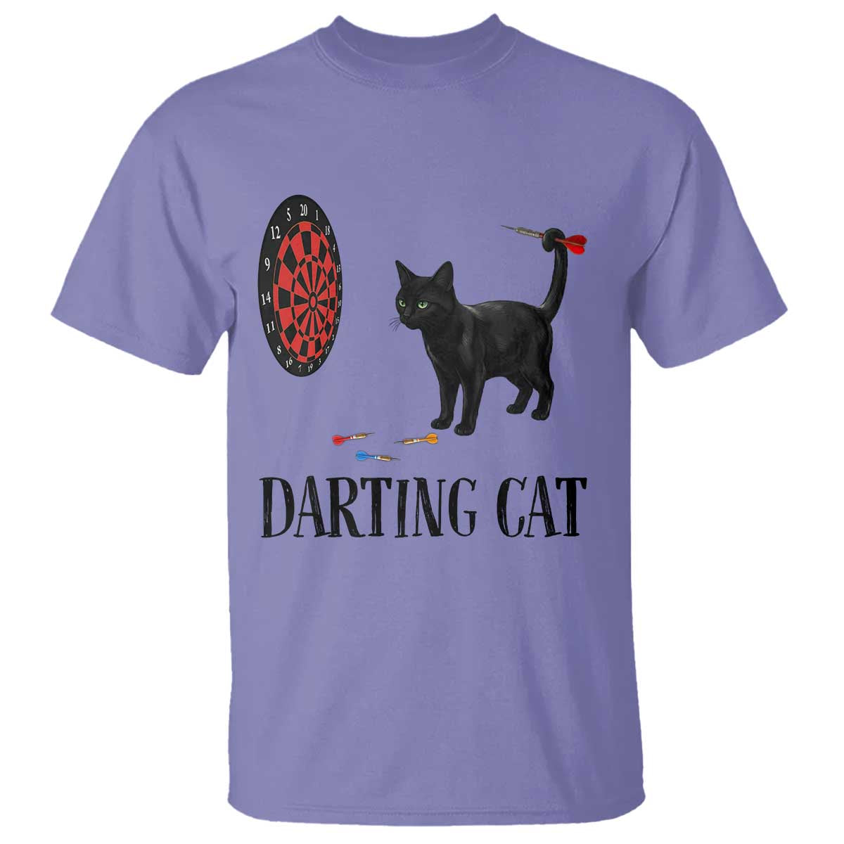 Funny Black Cat Darts Player T Shirt Darting Cat Dartist Gift TS12 Violet Print Your Wear
