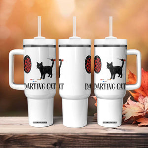 Funny Black Cat Darts Player Tumbler With Handle Darting Cat Dartist Gift TS12 Print Your Wear