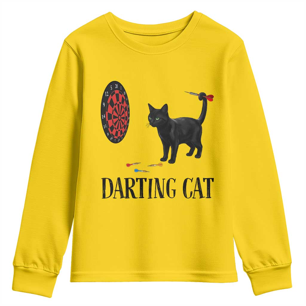 Funny Black Cat Darts Player Youth Sweatshirt Darting Cat Dartist Gift TS12 Daisy Print Your Wear