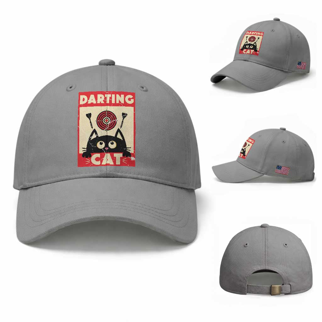 Black Cat Dart Thrower Baseball Cap Cat Lover Dartist Gift TS12 Baseball Cap Universal Fit Sport Gray Print Your Wear