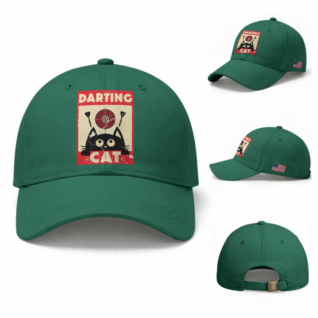 Black Cat Dart Thrower Baseball Cap Cat Lover Dartist Gift TS12 Baseball Cap Universal Fit Irish Green Print Your Wear