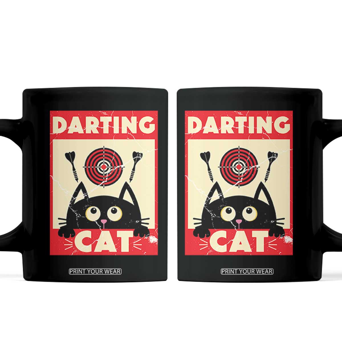Black Cat Dart Thrower Coffee Mug Cat Lover Dartist Gift TS12 Black Print Your Wear