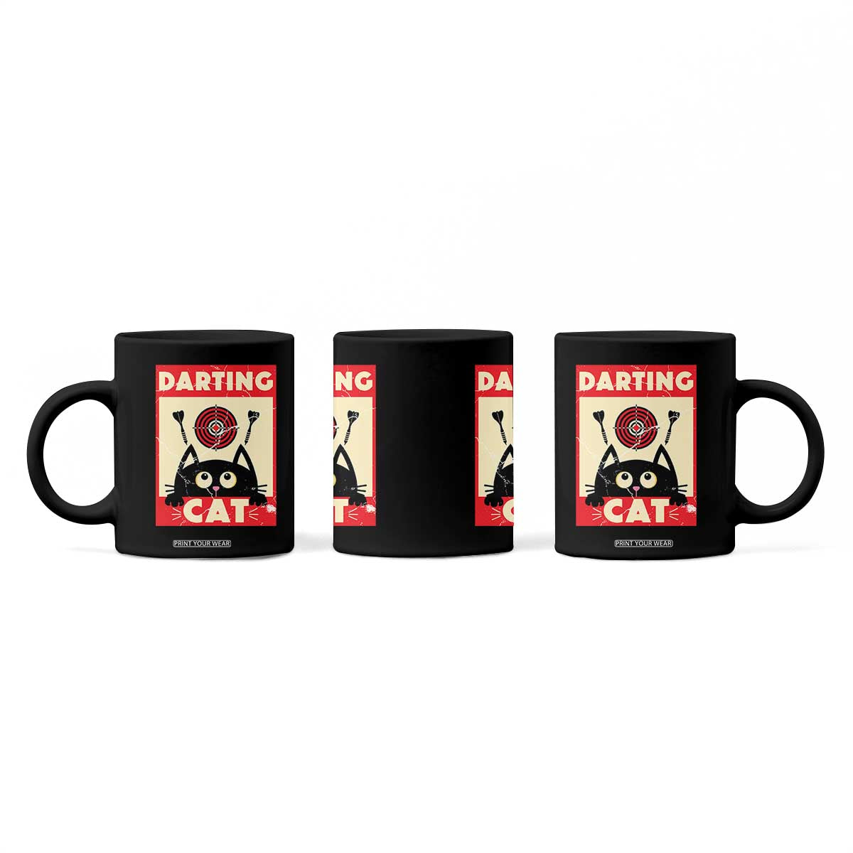 Black Cat Dart Thrower Coffee Mug Cat Lover Dartist Gift TS12 Print Your Wear