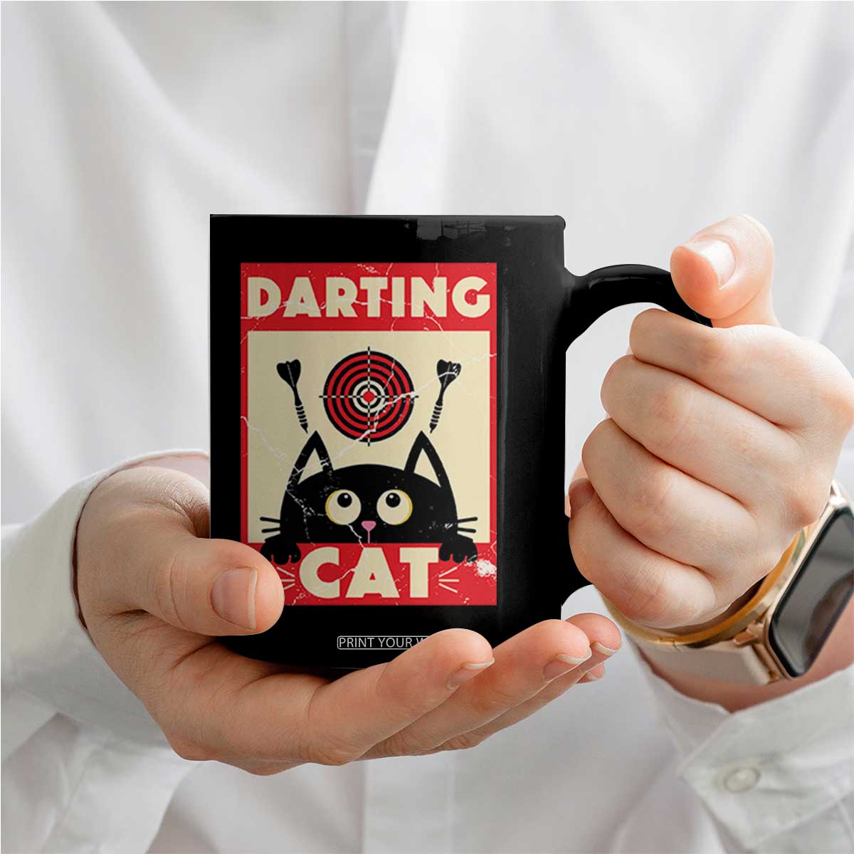 Black Cat Dart Thrower Coffee Mug Cat Lover Dartist Gift TS12 Print Your Wear