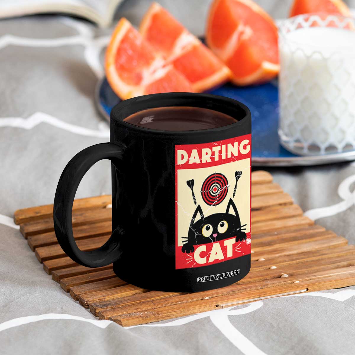 Black Cat Dart Thrower Coffee Mug Cat Lover Dartist Gift TS12 Print Your Wear